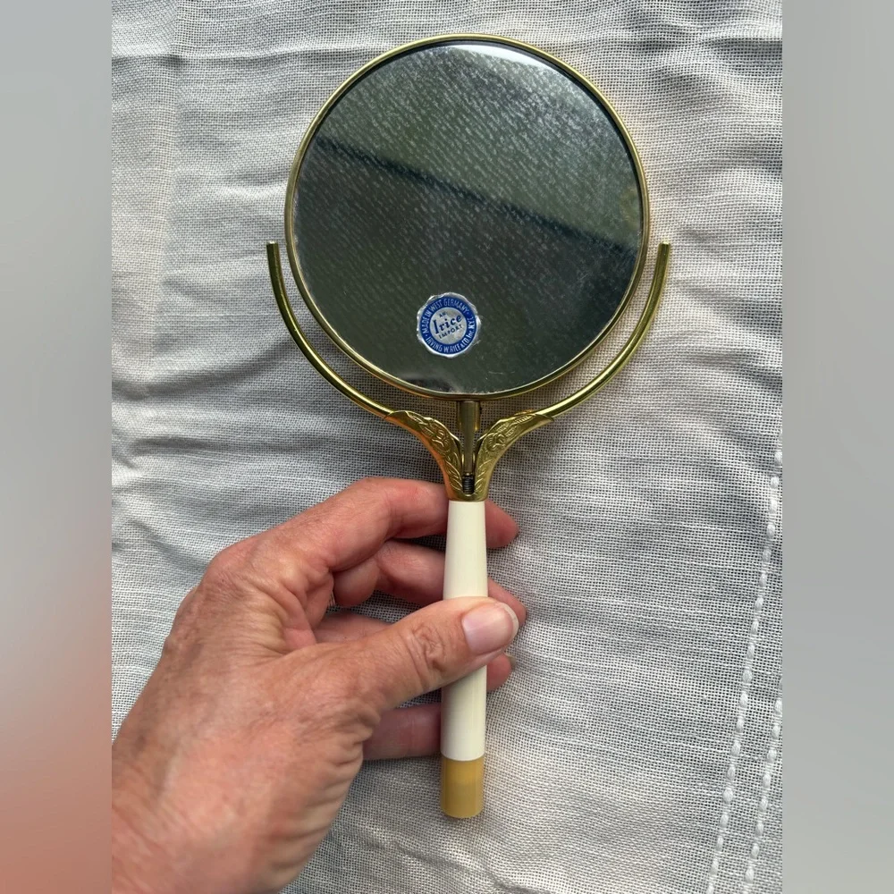 Vintage Gold and Cream Handheld Mirror